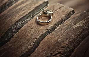 Two rings on wood