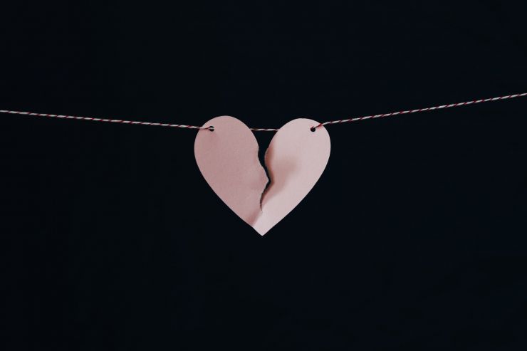 Paper heart on string