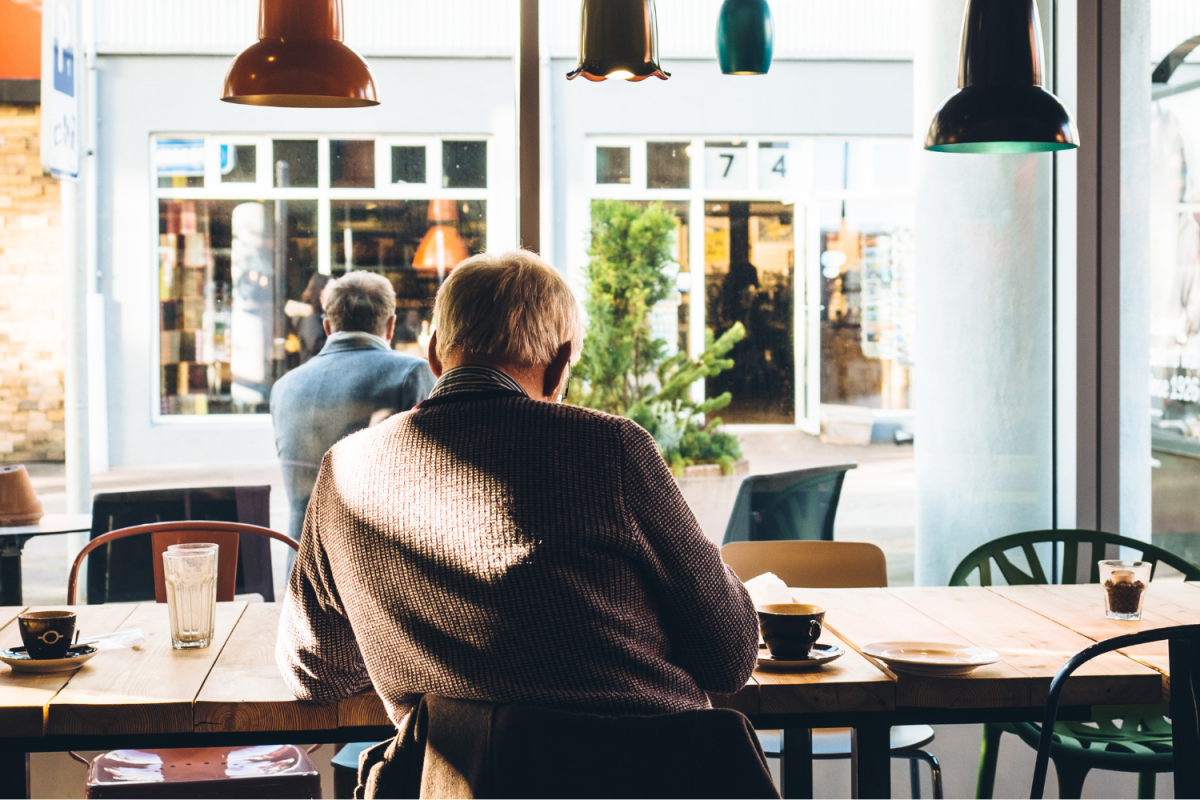 Man sitting in a cafe