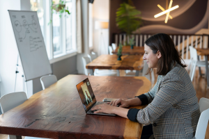 Woman working on the laptop