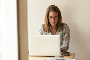 Woman working on her laptop