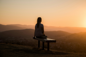 Woman sitting on a bench