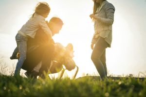 Family on a sunny field