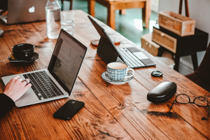 laptop and phone on the table