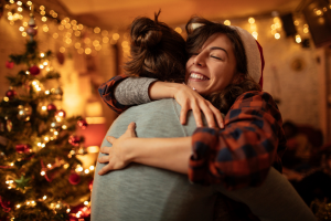 Two women hugging