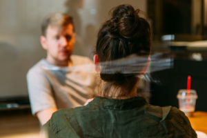 Man and woman having a meeting