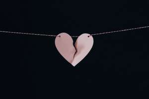 Paper heart on string