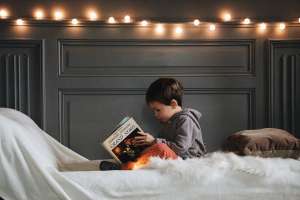 Boy reading a book