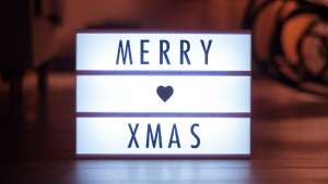 Light up box saying Merry Xmas