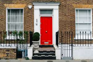 House with bright red front door